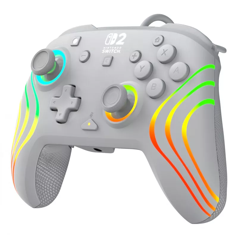 Wired RGB Gaming Controller Turtle Beach Afterglow Wave Grey — USB‑C, 3 m cable, for Nintendo Switch / Switch 2 / Switch OLED
