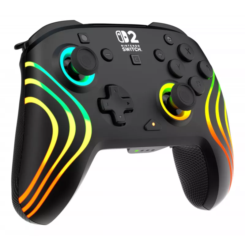 Wireless RGB Gaming Controller Turtle Beach Afterglow Wave Black for Nintendo Switch 2 — Bluetooth/USB-C, Built-in Battery 20h, 3 m Cable