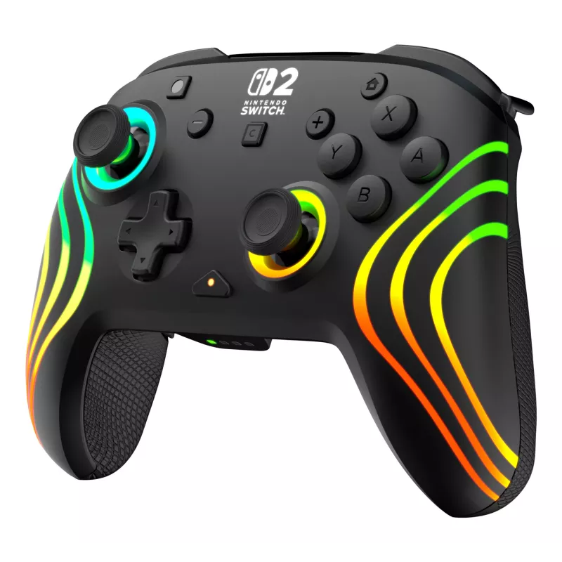 Wireless RGB Gaming Controller Turtle Beach Afterglow Wave Black for Nintendo Switch 2 — Bluetooth/USB-C, Built-in Battery 20h, 3 m Cable