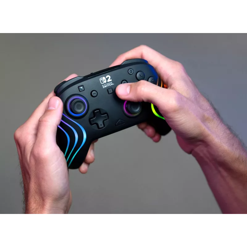 Wireless RGB Gaming Controller Turtle Beach Afterglow Wave Black for Nintendo Switch 2 — Bluetooth/USB-C, Built-in Battery 20h, 3 m Cable