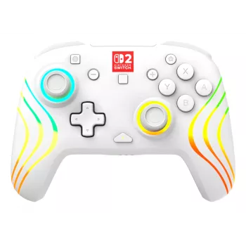 Wireless RGB Gaming Controller Turtle Beach Afterglow Wave White for Nintendo Switch 2, Bluetooth/USB-C, Built-in Battery 20h, 3m Cable
