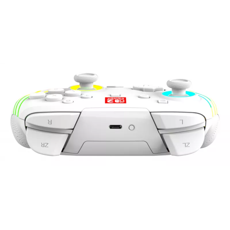 Wireless RGB Gaming Controller Turtle Beach Afterglow Wave White for Nintendo Switch 2, Bluetooth/USB-C, Built-in Battery 20h, 3m Cable
