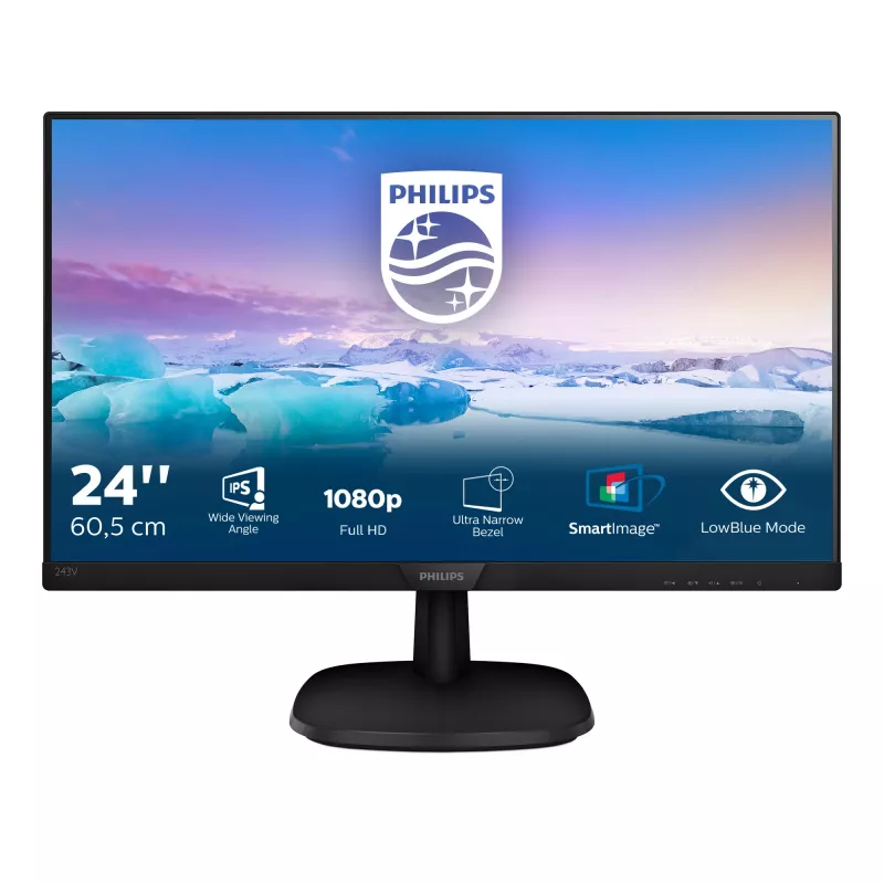 Philips V Line Full HD LCD monitor 243V7QDAB/00, 60.5 cm (23.8 inch), 1920 x 1080 pixels, Full HD, LED, 4 ms, Black