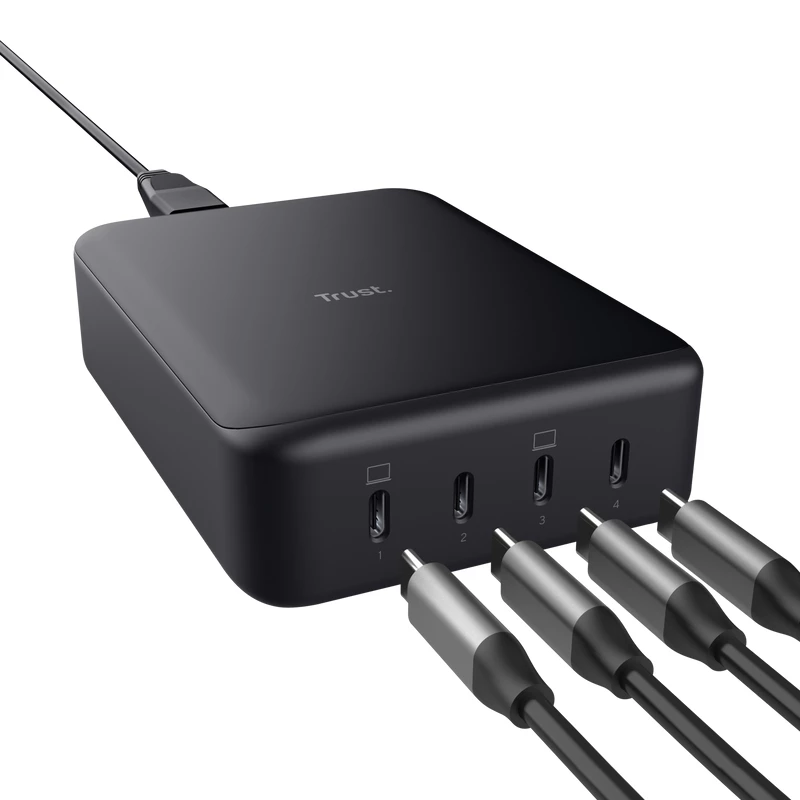 AC Charger Trust Maxo Black 20V 4 USB Type-C Fast Charging