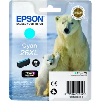Epson Polar bear Singlepack Cyan 26XL Claria Premium Ink