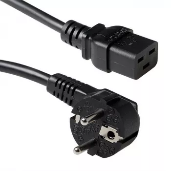 ACT Powercord mains connector CEE 7/7 male (angled) - C19 black 1.2 m