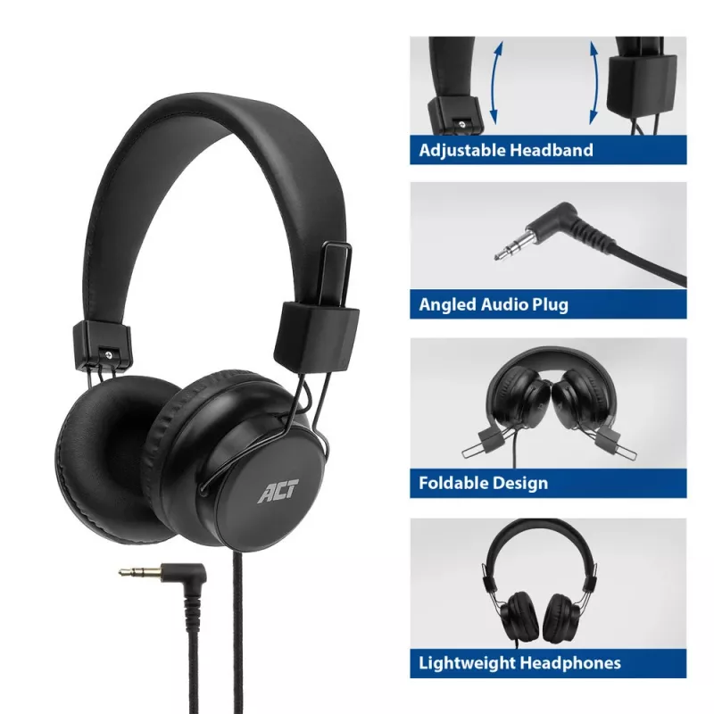 ACT Foldable stereo headphones with 3.5mm audio jack