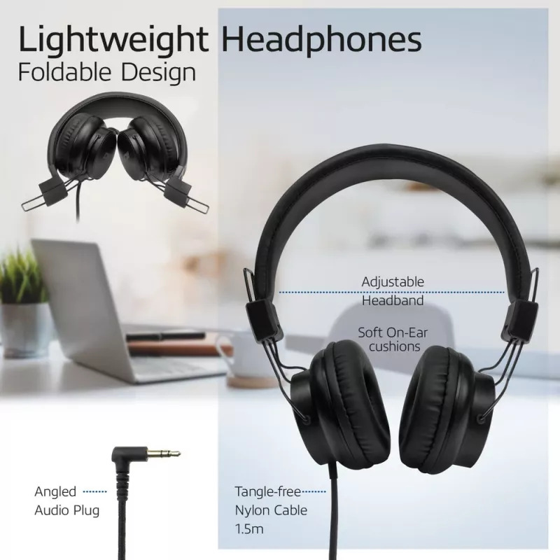 ACT Foldable stereo headphones with 3.5mm audio jack