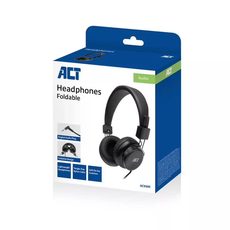ACT Foldable stereo headphones with 3.5mm audio jack