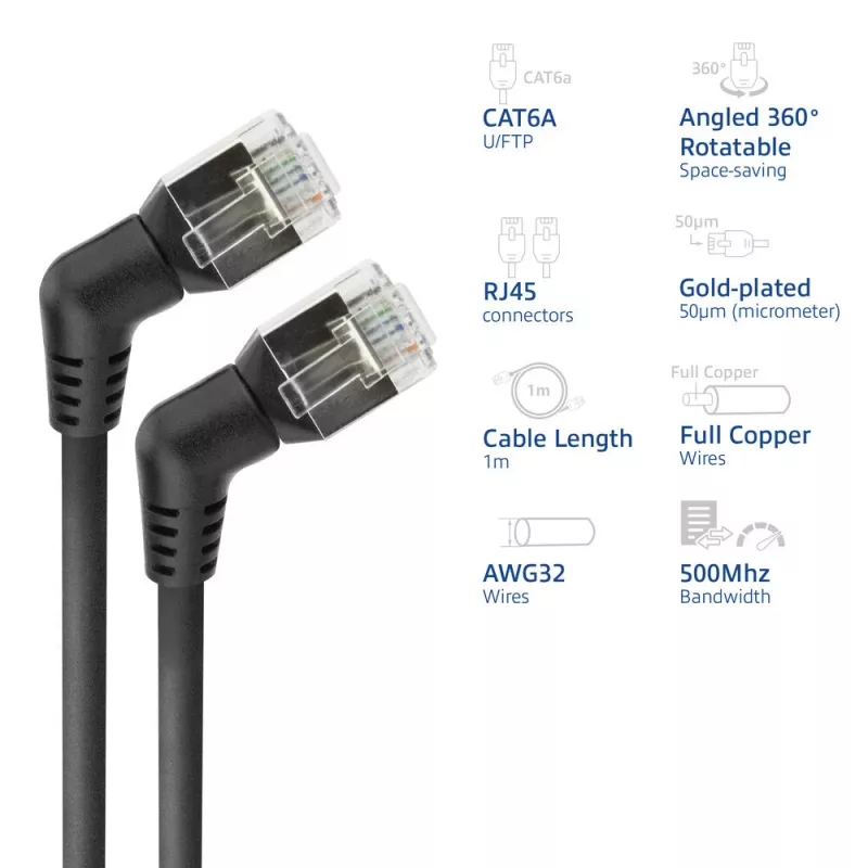 Networking cable ACT DD1901 Cat6 U/FTP (STP) 1 m RJ-45 Black