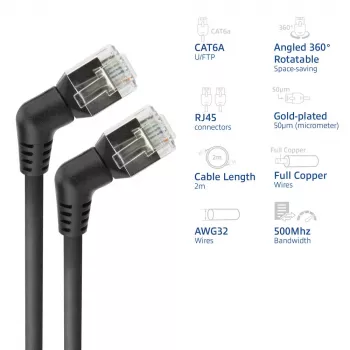 Networking cable ACT DD1902 Cat6 U/FTP (STP) 2 m RJ-45 to RJ-45 Black