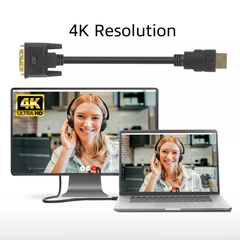 ACT AK3736 video cable adapter 3 m HDMI Type A (Standard) DVI-D Black
