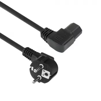 ACT Powercord mains connector CEE7/7 male (angled) - C15 (angled left) IEC60320 black 1 m