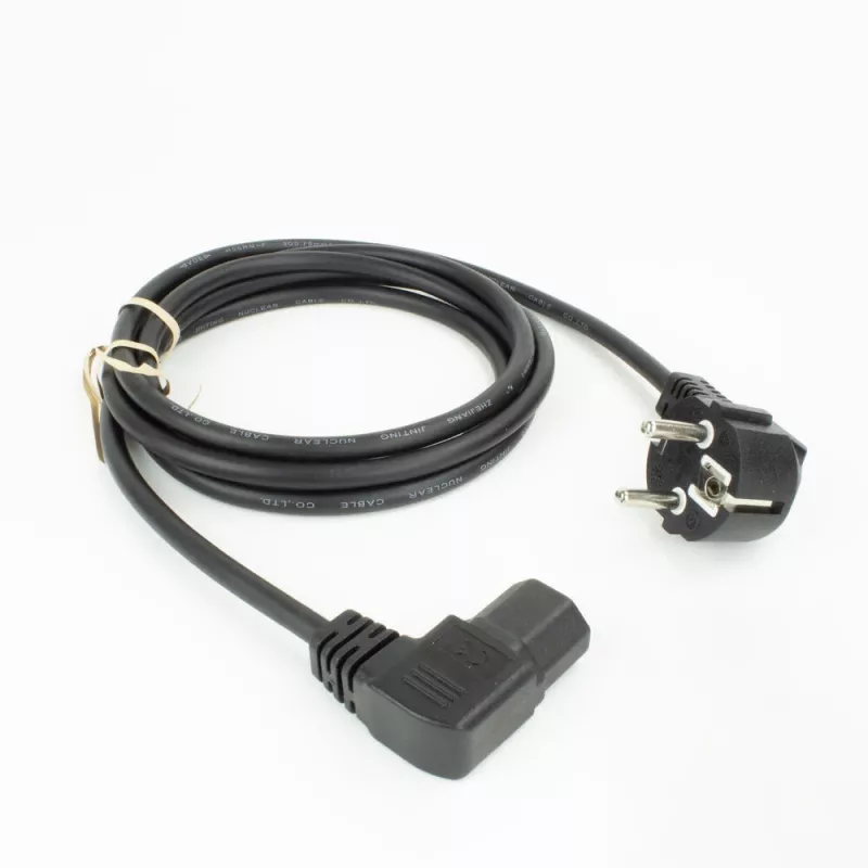 ACT Powercord mains connector CEE7/7 male (angled) - C15 (angled left) IEC60320 black 1 m