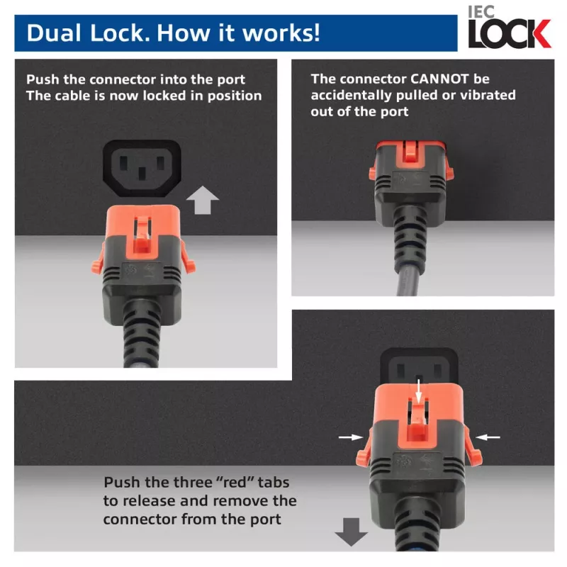 ACT Powercord C14 IEC Lock+ Dual Locking - C15 IEC Lock+ black 3 m, PC3876