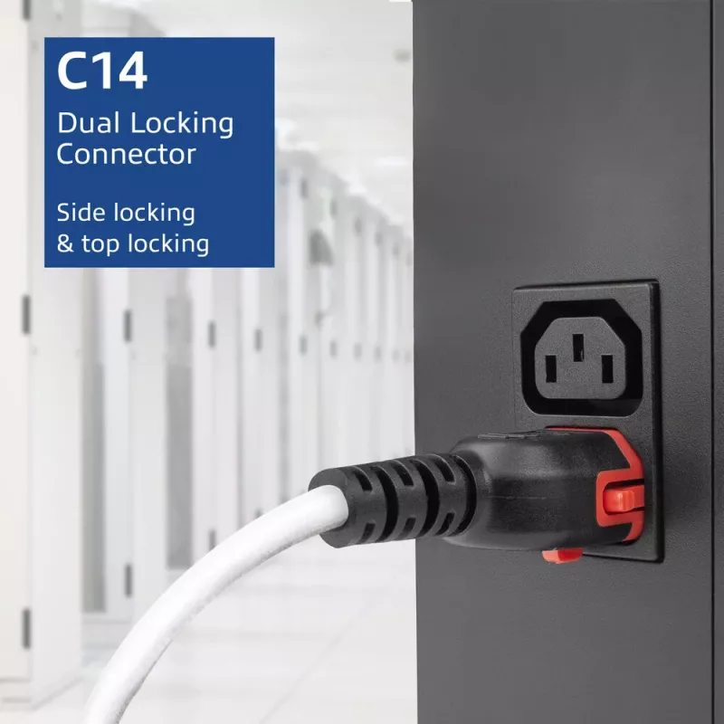 ACT Powercord C14 IEC Lock+ Dual Locking - C15 IEC Lock+ white 3 m, PC3879