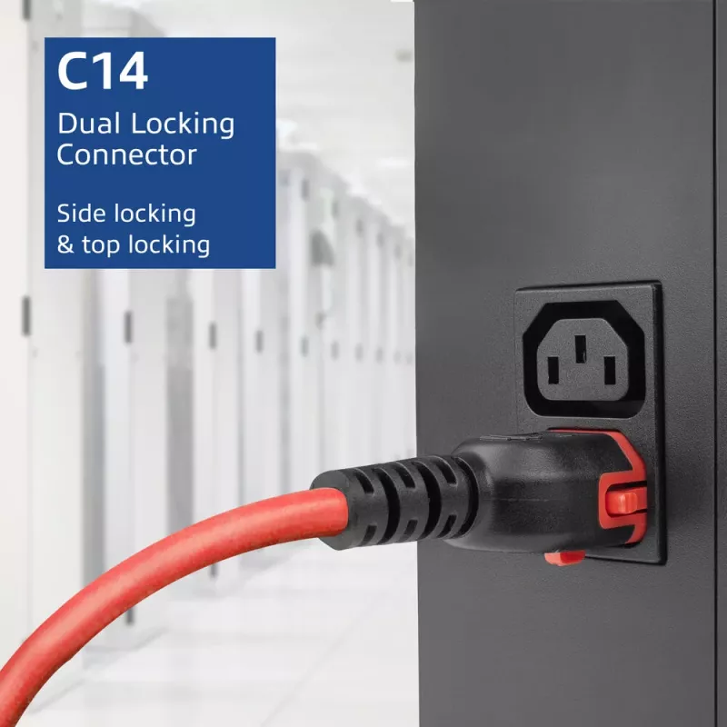 ACT Powercord C14 IEC Lock+ Dual Locking - C15 IEC Lock+ red 1 m, PC3869