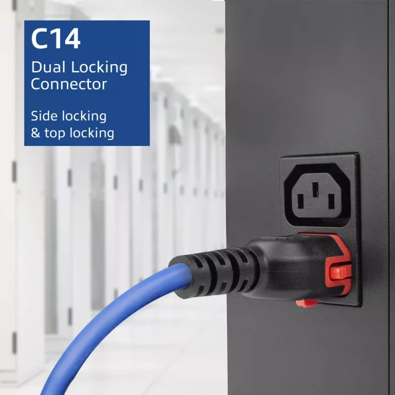 ACT Powercord C14 IEC Lock+ Dual Locking - C15 IEC Lock+ blue 1 m, PC3870