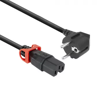 ACT Powercord CEE 7/7 male (angled) - C15 IEC Lock+ black 2 m, EL604S