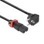 Powercord ACT CEE 7/7 (angled) to IEC C15 Lock+ black, 3 m, 10 A, 250 V