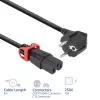 Powercord ACT CEE 7/7 (angled) to IEC C15 Lock+ black, 3 m, 10 A, 250 V