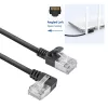 ACT Black 1 m U/FTP CAT6A LSZH Slimline patch cable with RJ45 connectors 90° angled left to straight