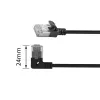 ACT Black 5 m U/FTP CAT6A LSZH Slimline patch cable with RJ45 connectors 90° angled left to straight