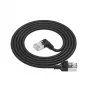 ACT Black 3 m U/FTP CAT6A LSZH Slimline patch cable with RJ45 connectors 90° angled right to straight