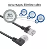 ACT Black 3 m U/FTP CAT6A LSZH Slimline patch cable with RJ45 connectors 90° angled right to straight