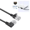 ACT Black 5 m U/FTP CAT6A LSZH Slimline patch cable with RJ45 connectors 90° angled right to straight