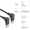 ACT Black 1 meter U/UTP CAT6A LSZH Slimline patch cable with RJ45 connectors 90° angled down to 90° angled down