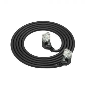 ACT Black 3 meters U/UTP CAT6A LSZH Slimline patch cable with RJ45 connectors 90° angled down to 90° angled down