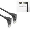 ACT Black 0.15 meters U/UTP CAT6A LSZH Slimline patch cable with RJ45 connectors 90° angled down to 90° angled down