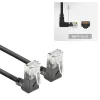 ACT Black 1 meter U/UTP CAT6A LSZH Slimline patch cable with RJ45 connectors 90° angled up to 90° angled up