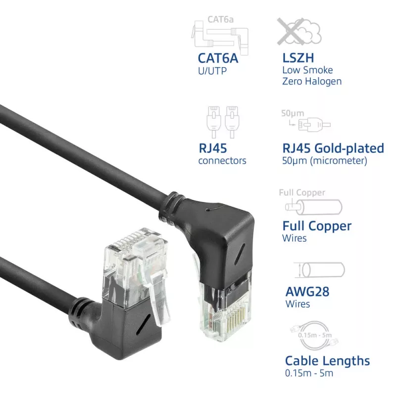 ACT DD7901 networking cable Black 1 m Cat6a U/UTP (UTP)