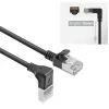 ACT Black 0.5 m U/FTP CAT6A LSZH Slimline patch cable with RJ45 connectors 90° angled down to straight