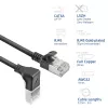 ACT Black 0.5 m U/FTP CAT6A LSZH Slimline patch cable with RJ45 connectors 90° angled down to straight