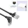 ACT Black 0.5 m U/FTP CAT6A LSZH Slimline patch cable with RJ45 connectors 90° angled down to straight
