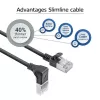 ACT Black 2 m U/FTP CAT6A LSZH Slimline patch cable with RJ45 connectors 90° angled down to straight