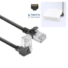 ACT Black 0.15 m U/FTP CAT6A LSZH Slimline patch cable with RJ45 connectors 90° angled down to 90° angled down