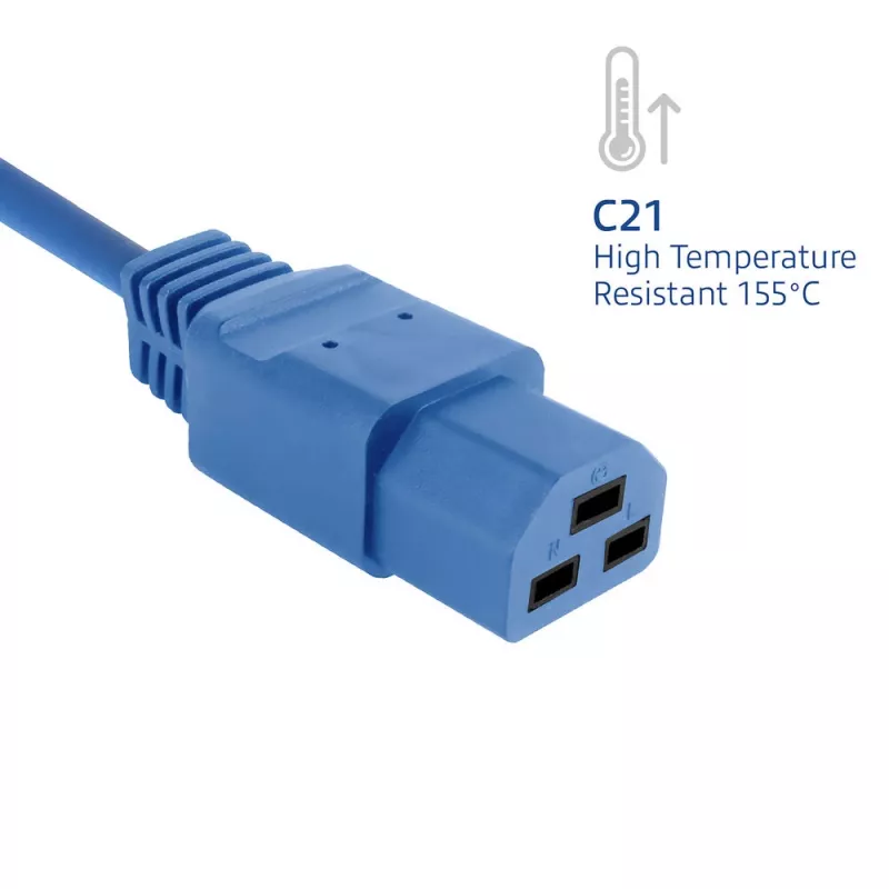 Power cord ACT C20–C21 IEC60320 blue 16A 250V 2.5m