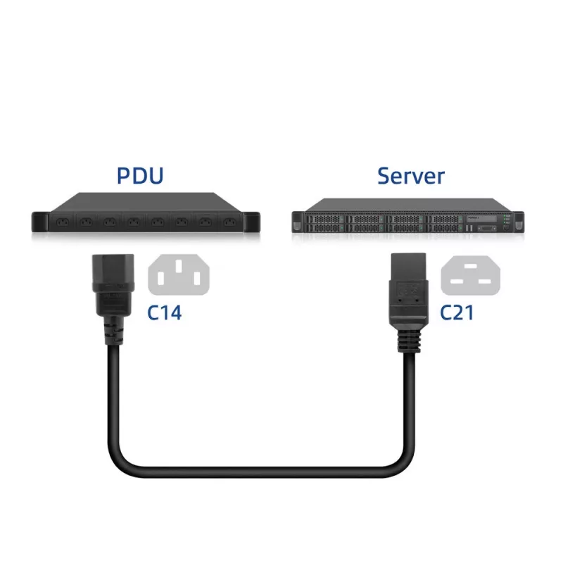 Powercord ACT C14 to C21 IEC60320 black 1 m, 250 V, 10 A