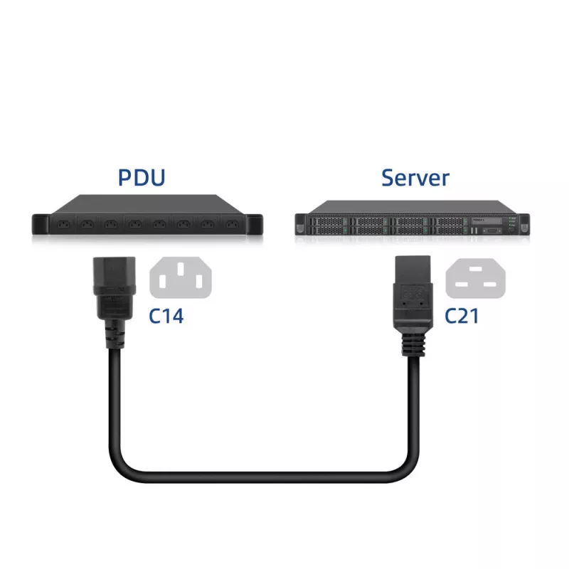 Power cord ACT C14 to C21 IEC60320 black 3 m, 250 V 10 A