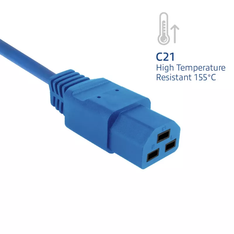 Powercord ACT C14 to C21 IEC60320 blue 1 m, 250 V 10 A