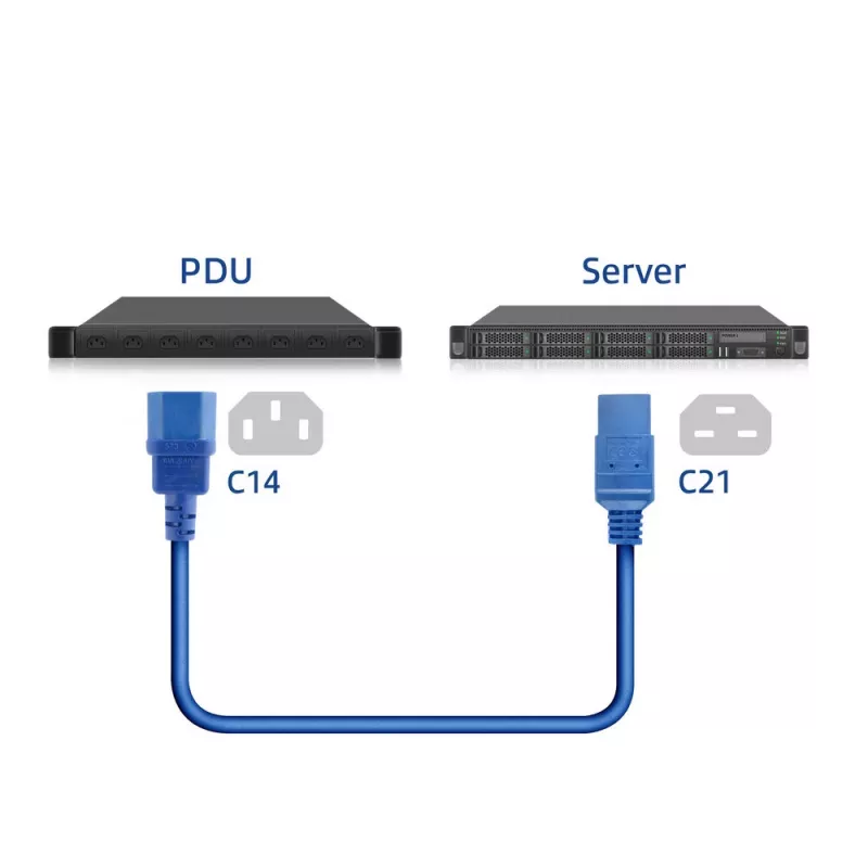 Powercord ACT C14 to C21 IEC60320 blue 1 m, 250 V 10 A