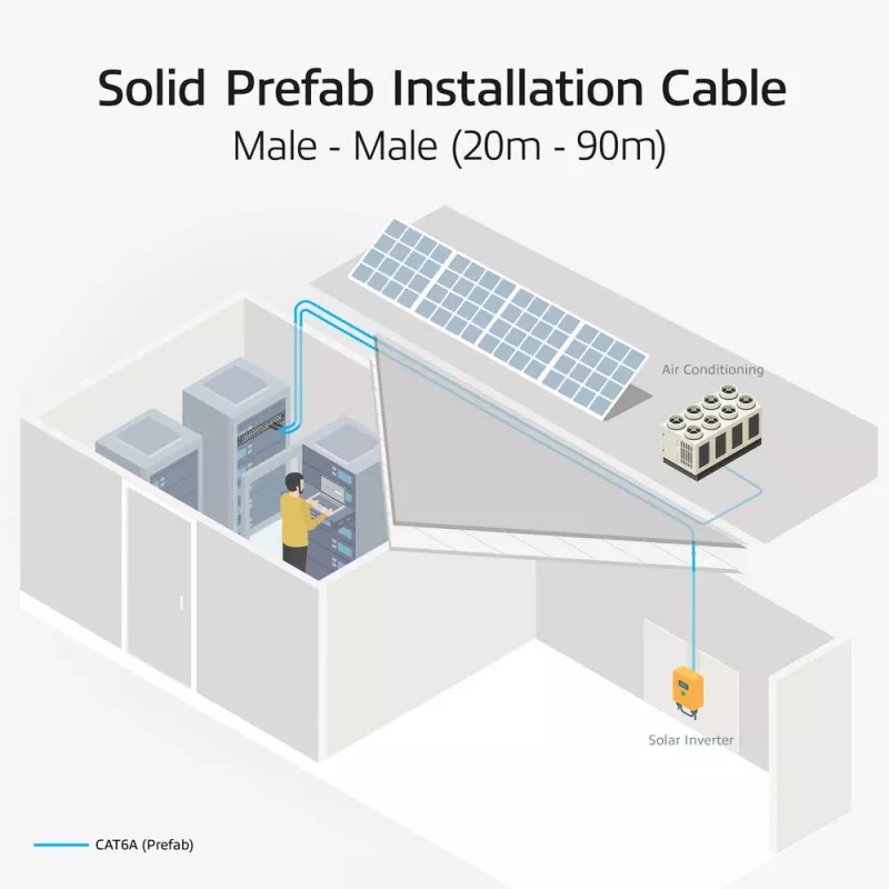 ACT Blue 80 meters S/FTP CAT6A B2ca PoE++ 100W solid prefab installation cable, RJ45 male – male