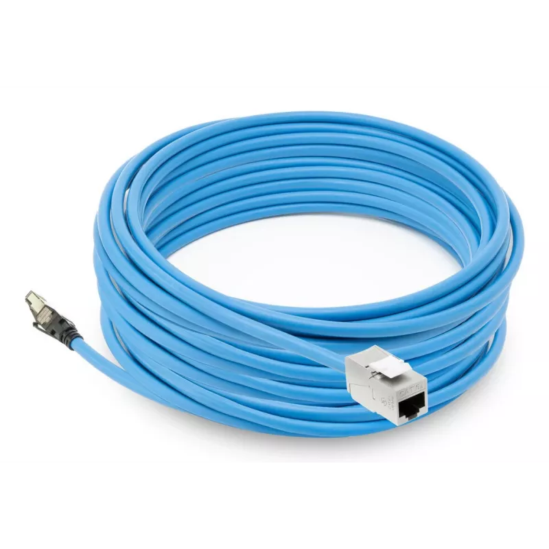 ACT Blue 85 meters S/FTP CAT6A B2ca PoE++ 100W solid prefab installation cable, RJ45 male – female