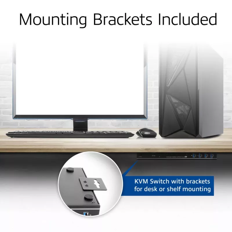 KVM switch ACT 2-Port USB-C/HDMI 4K@60Hz AC7922 with USB keyboard/mouse, HDMI video, 100W PD
