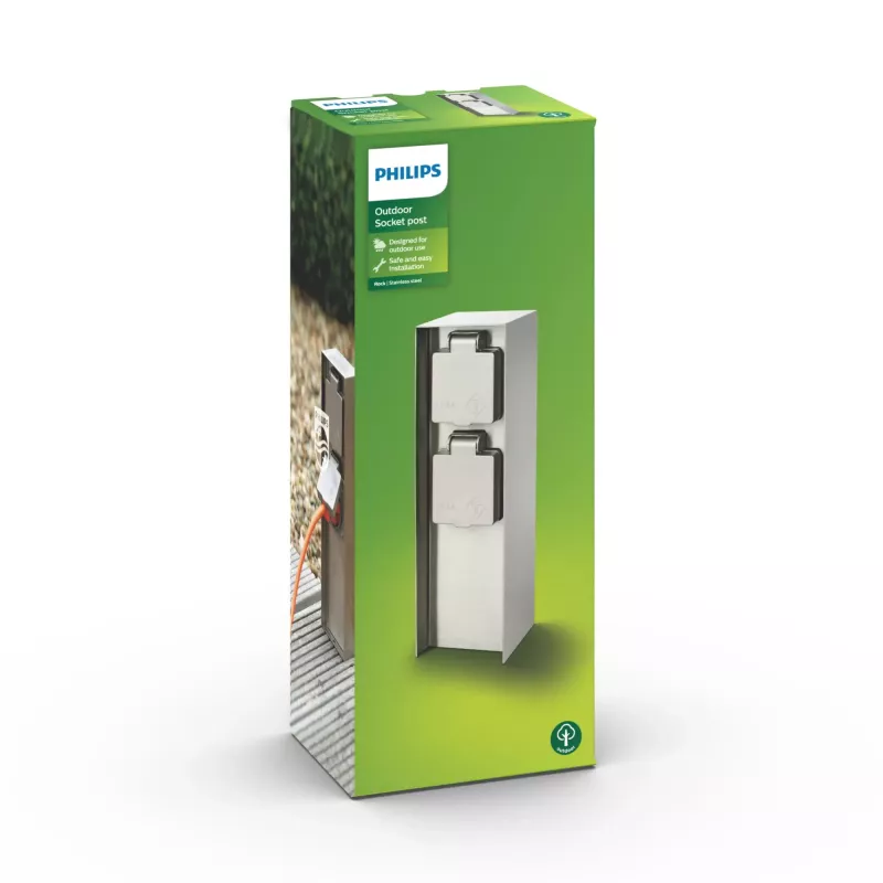 Outdoor socket outlet Philips myGarden 171084716 Stainless steel IP44 50–60 Hz