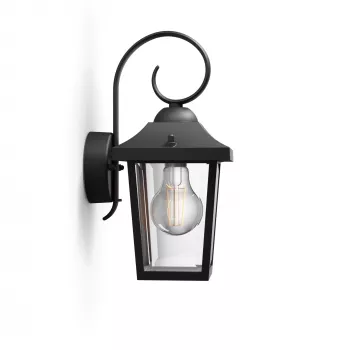 Outdoor Wall Light Philips myGarden Buzzard 60W E27 Black Aluminium (no bulb)